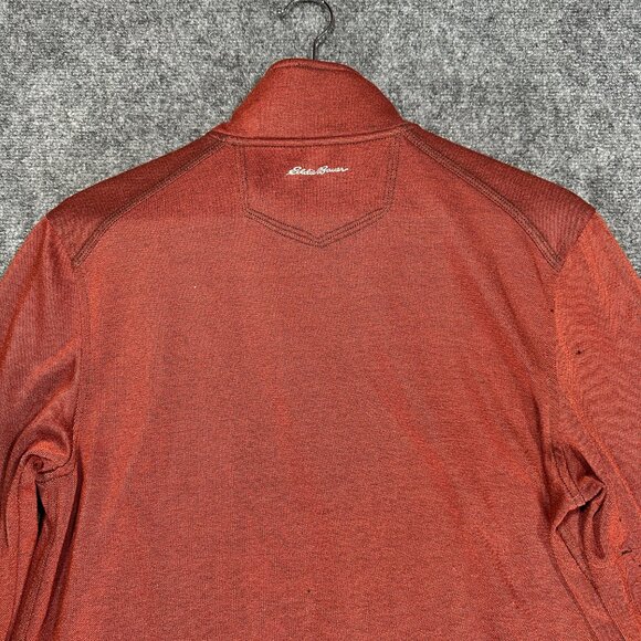 Eddie Bauer Shirt Mens Small Henley Rust Long Sleeve 1/4 Zip Pullover Tee FLAWS - Picture 7 of 10